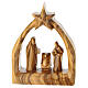 Belén con estrella y Natividad de madera de olivo de la Tierra Santa 10 cm s1