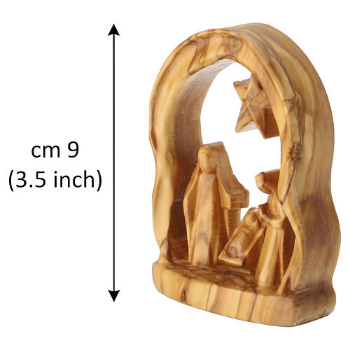 Belén con arco y estrella de madera de olivo de la Tierra Santa 9 cm 2