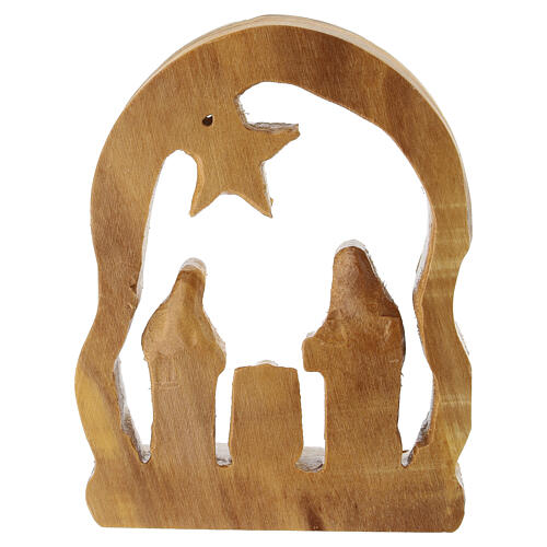 Belén con arco y estrella de madera de olivo de la Tierra Santa 9 cm 3