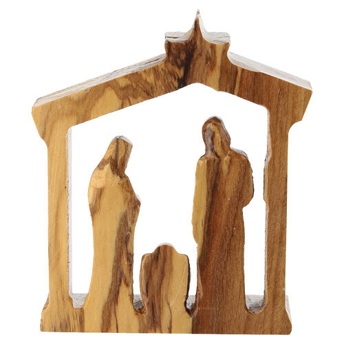 Belén con cabaña y estrella de madera de olivo de la Tierra Santa 10 cm 3