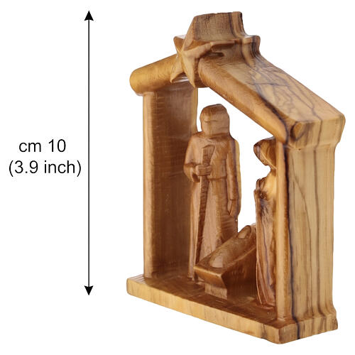 Presepe con capanna e stella in legno d'olivo della Terrasanta 10 cm 2