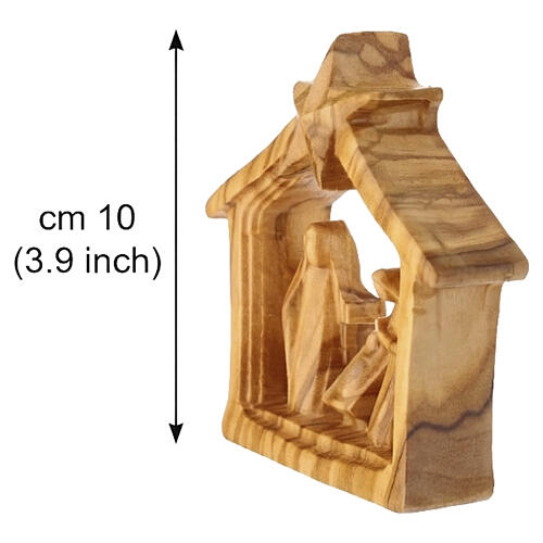 Belén con cabaña y Natividad de madera de olivo de la Tierra Santa 10 cm 2