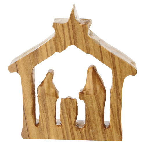 Belén con cabaña y Natividad de madera de olivo de la Tierra Santa 10 cm 3