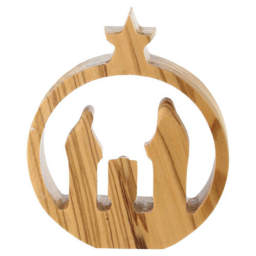 Belén Natividad redondo de madera de olivo de la Tierra Santa 10 cm 3