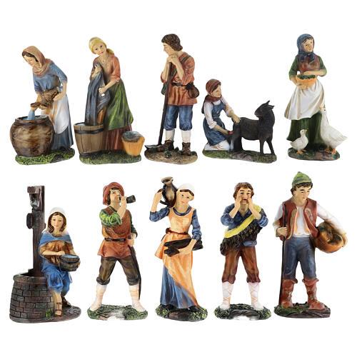 Set 10 statuine per presepe pastori misti 20 cm 1