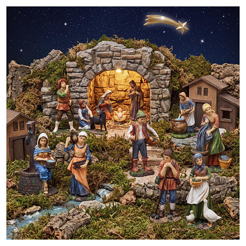Set 10 statuine per presepe pastori misti 20 cm 2