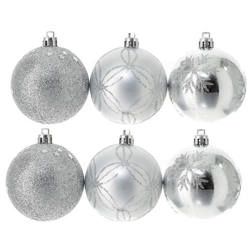 Umweltfreundliche Weihnachtsbaumkugeln, 100% aus recyceltem Kunststoff, 9-teiliges Set, Silber, 60 mm 1