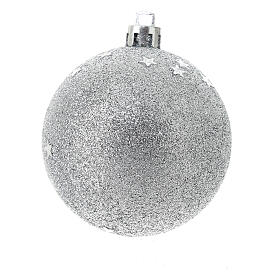 Set of 9 silver Christmas tree balls of 60 mm, recycled plastic