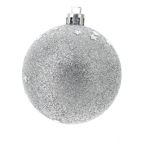 Set of 9 silver Christmas tree balls of 60 mm, recycled plastic 2
