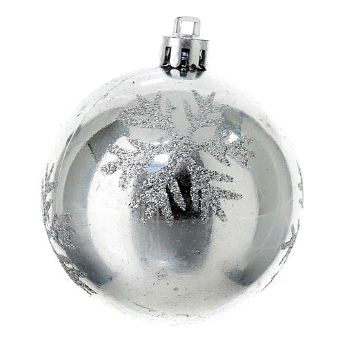 Set of 9 silver Christmas tree balls of 60 mm, recycled plastic 4