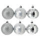 Set of 9 silver Christmas tree balls of 60 mm, recycled plastic s1