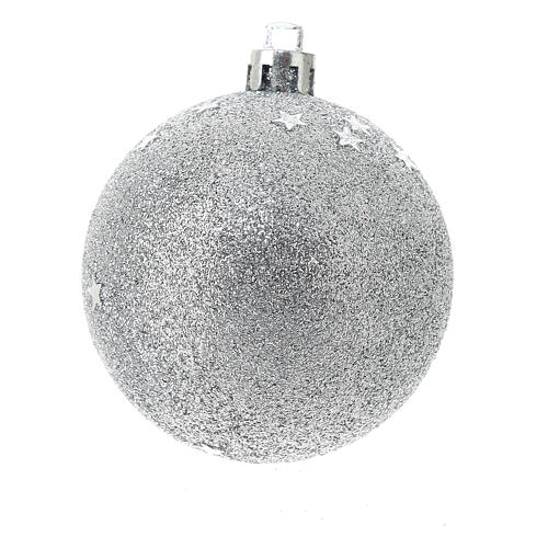 Set 9 boules de Noël argent durables 100% plastique recyclé 60 mm 2