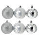 Eco-friendly Christmas ornaments set of 9 silver balls 100% recycled plastic 60 mm s1