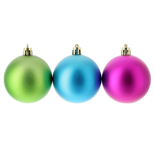 Set of 13 eco-friendly Christmas balls of 60 mm, colourful recycled plastic 3