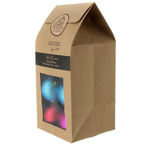 Set of 13 multicolored Eco-friendly Christmas tree baubles recycled plastic 60 mm 1