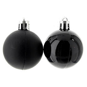 Set of 26 eco-friendly Christmas tree balls, black recycled plastic, 40 mm