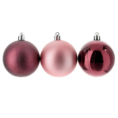 Set of 13 pink Christmas tree balls of 60 mm, recycled plastic 2