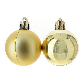 Set of 26 golden Christmas tree baubles 40 mm recycled plastic