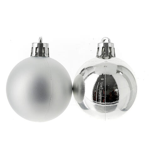 Christmas tree balls of silver recycled plastic, set of 26, 40 mm 2