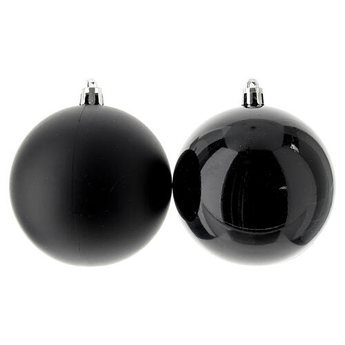 Christmas tree balls of black recycled plastic, set of 6, 80 mm 2