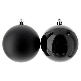 Bolas de Natal pretas plástico reciclado 80 mm conjunto 6 peças