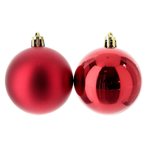 Christmas tree balls of red recycled plastic, set of 13, 60 mm 2