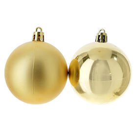 Christmas tree balls, golden recycled plastic, set of 13, 60 mm