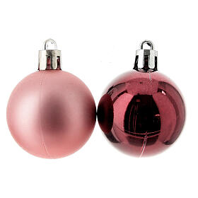 Christmas tree balls of pink/cherry recycled plastic, set of 26, 40 mm