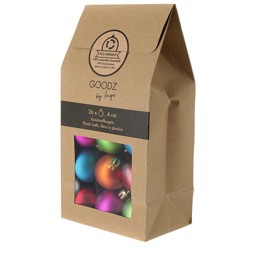 Eco-friendly Christmas balls, set of 26, mixed colours, 40 mm 1