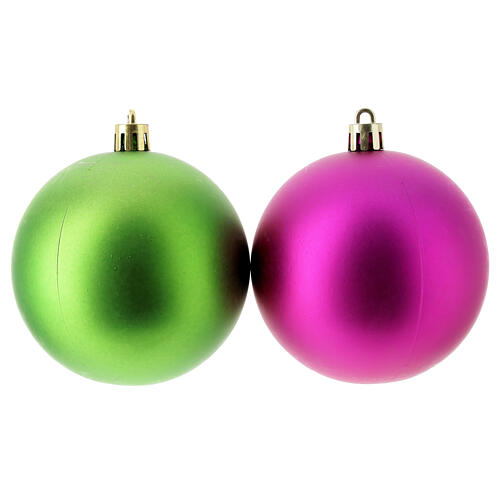 Set of 6 colourful Christmas tree balls of 80 mm, recycled plastic 2