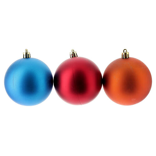 Set of 6 multi-color bright recycled plastic baubles for Christmas trees 80 mm 3