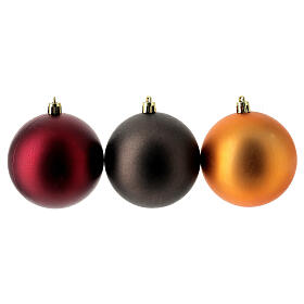 Eco-friendly Christmas decorations red orange brown baubles 6 pcs 80 mm