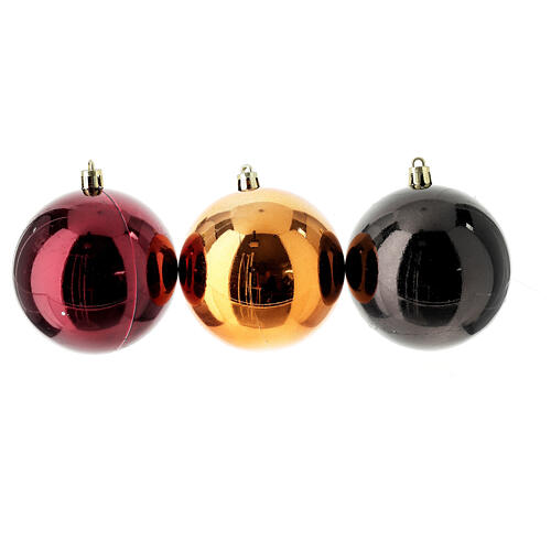 Eco-friendly Christmas decorations red orange brown baubles 6 pcs 80 mm 3