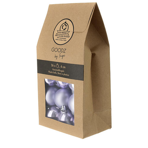 Eco-friendly Christmas balls, set of 26, pale lilac, 40 mm 1