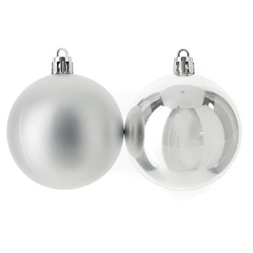 Set of 13 silver plastic Christmas tree baubles 60 mm 2