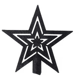 Cimier étoile noir pailletée plastique 20 cm