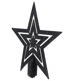Cimier étoile noir pailletée plastique 20 cm