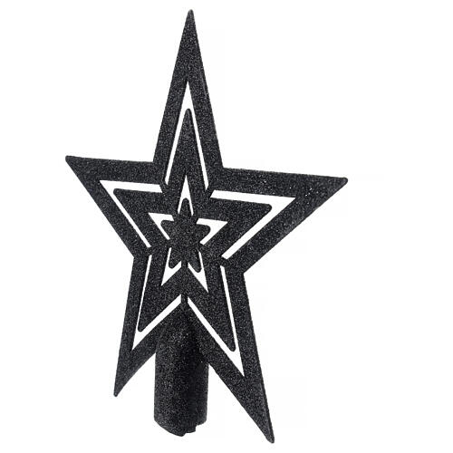 Cimier étoile noir pailletée plastique 20 cm 2