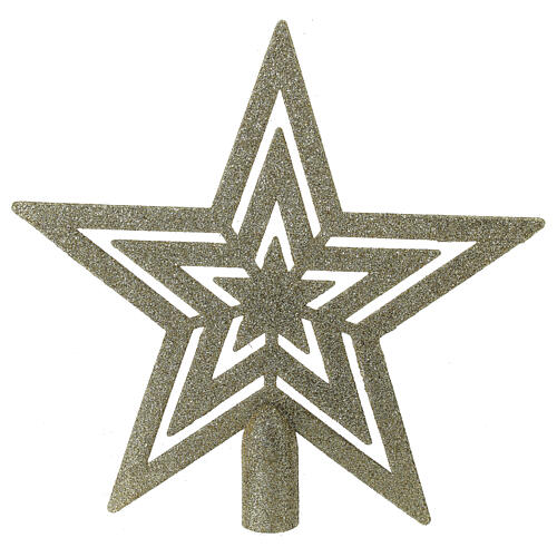 Eco-friendly Christmas tree topper, glittery golden star, recycled plastic, 20 cm 1