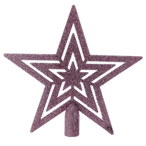 Glittery pink Christmas tree topper, recycled plastic star, 20 cm 3