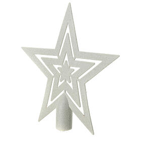 Star-shaped Christmas tree topper, glittery white recycled plastic, 20 cm