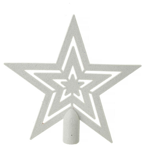 Star-shaped Christmas tree topper, glittery white recycled plastic, 20 cm 1