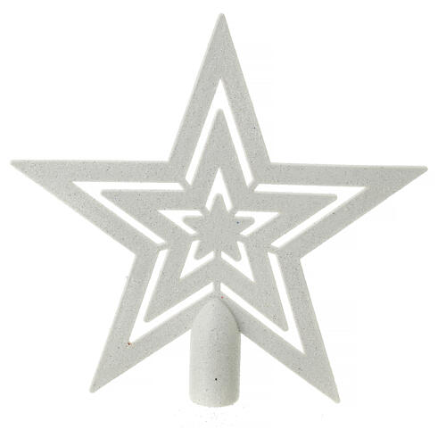 Star-shaped Christmas tree topper, glittery white recycled plastic, 20 cm 3