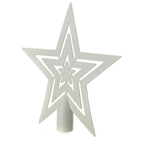Eco-friendly white glitter star tree topper 20 cm 2