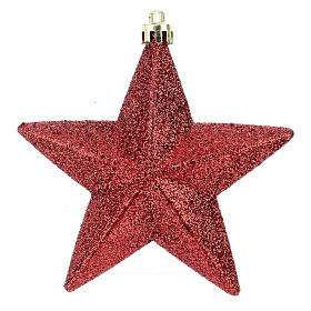 Set 6 stelle rosse per albero Natale 100 mm 