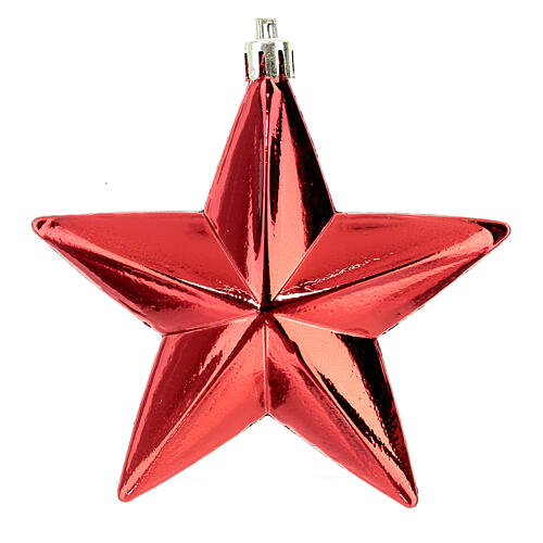 Set of 6 red star ornaments for Christmas trees 100 mm 4
