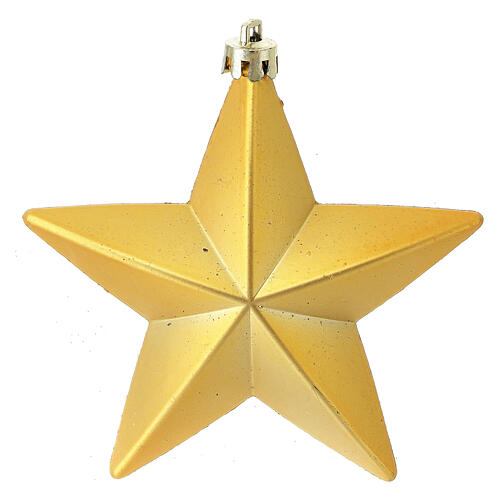 Set 6 pz palline dorate a forma stella albero Natale 100 mm  3