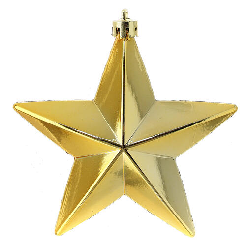 Złote bombki choinkowe w kształcie gwiazdek, 100 mm, zestaw 6 sztuk 4