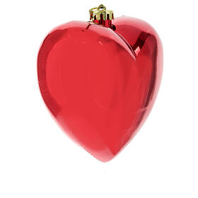 Glossy red heart Christmas tree ornament 150 mm