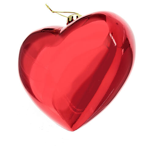 Glossy red heart Christmas tree ornament 150 mm 3
